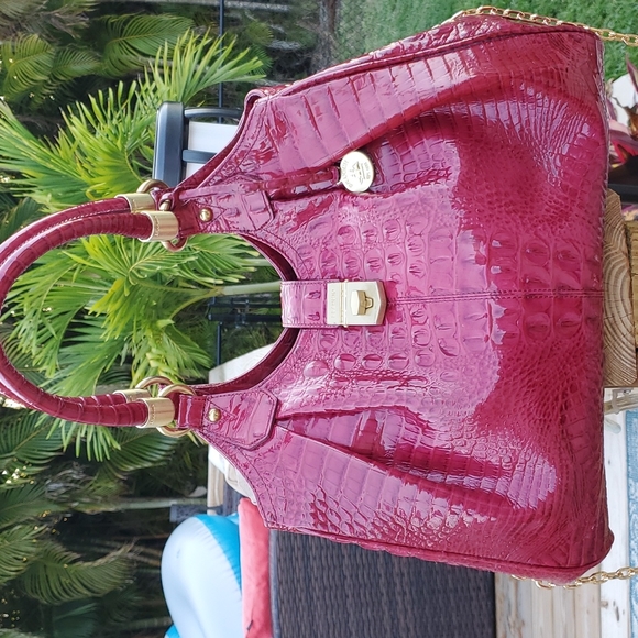 Brahmin Handbags - EUC!  Brahmin Elisa Glossy Raspberry bag